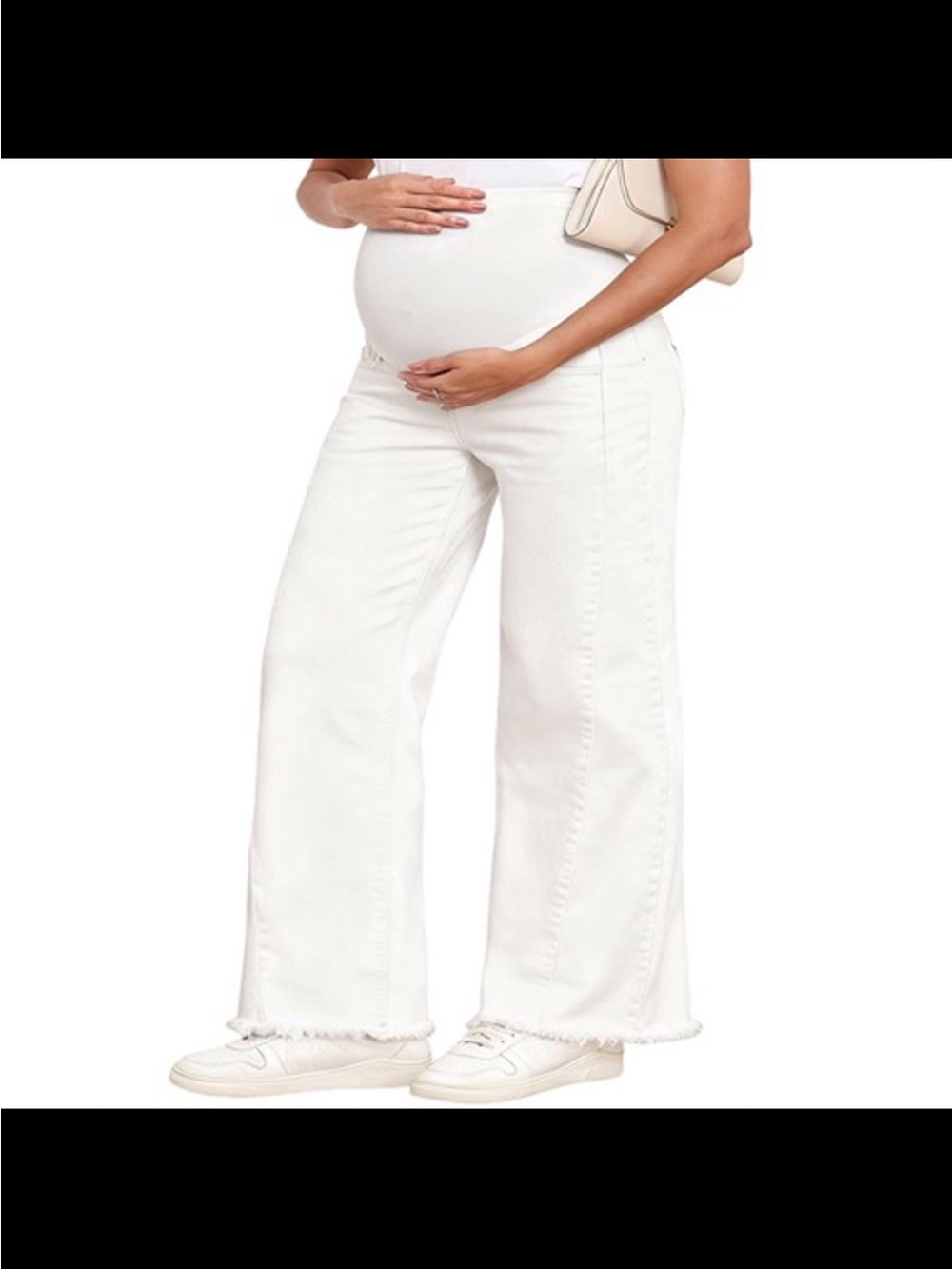 NWOT XL Maternity Wide-Leg Jeans in White - Comfortable Pregnancy Denim